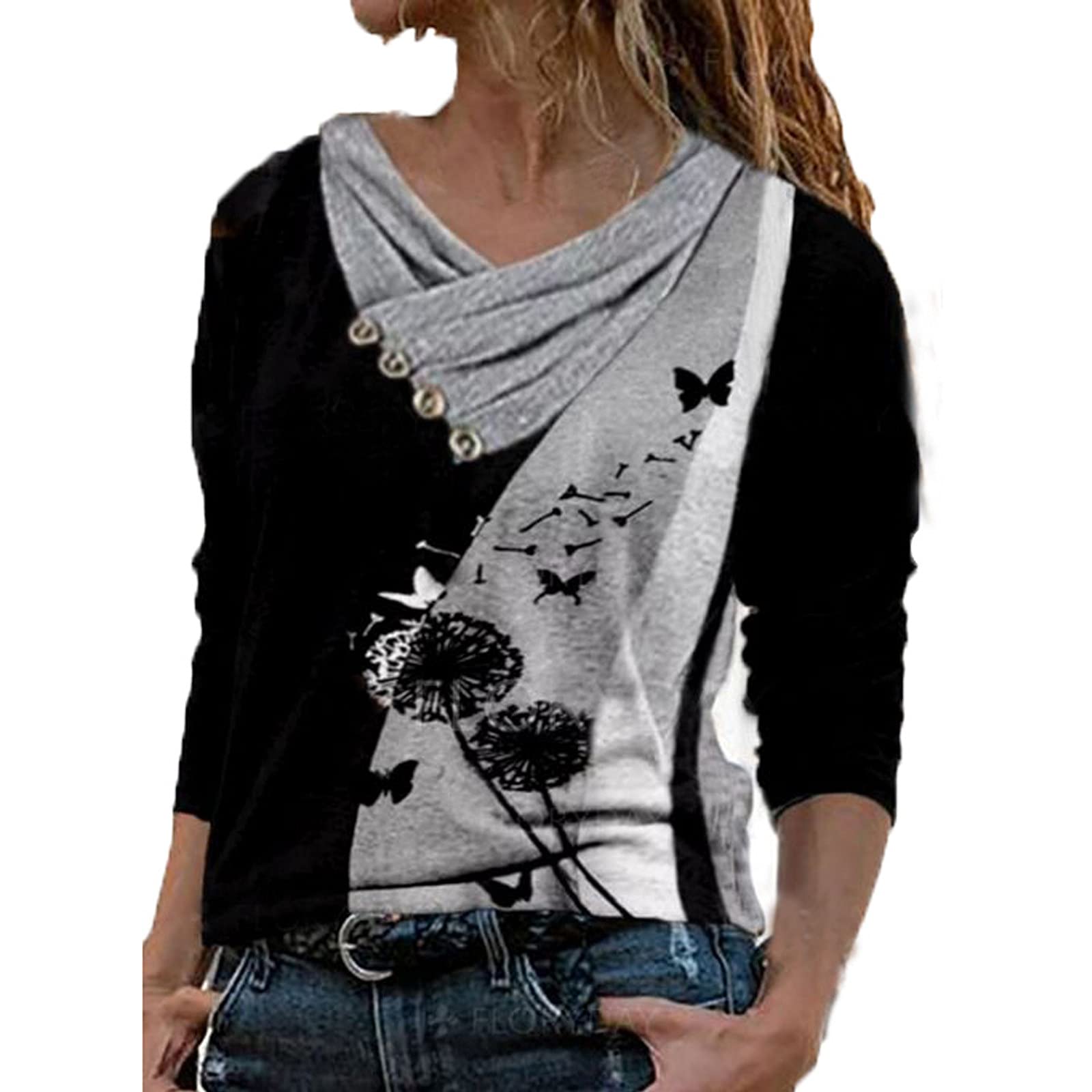 Women's Cowl Neck Casual Tunic Sweatshirt - Long Sleeve Patchwork Pullover Top for Fall & Winter | Cozy Lounge Wear, Layering Piece, Office Casual Outfit