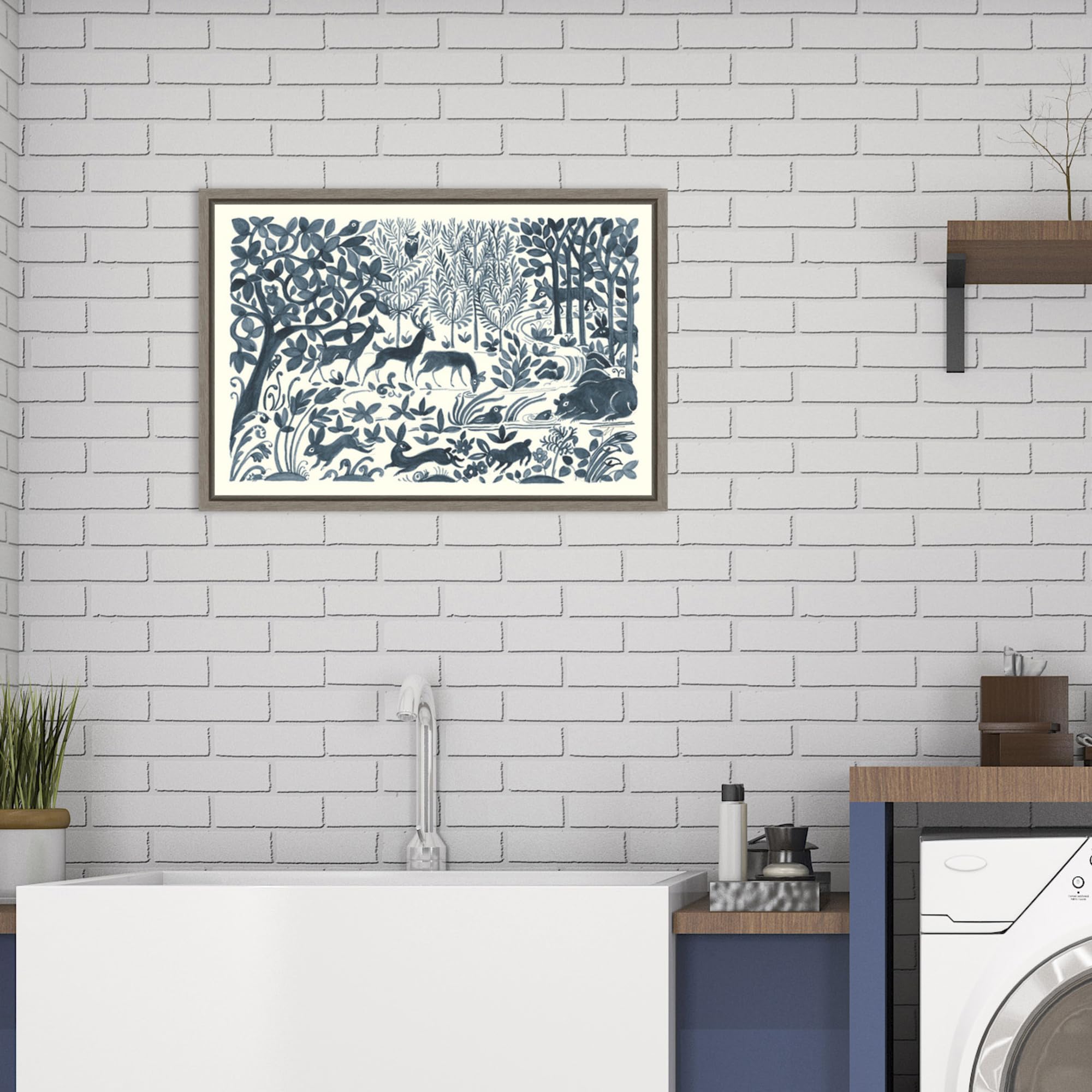 Amanti Art Framed Canvas Wall Art 16x23 - Forest Life II by Miranda Thomas, Nature Landscape Painting, Rustic Home Decor for Living Room, Bedroom & Bathroom | Perfect for Farmhouse, Cabin & Country Style Interiors