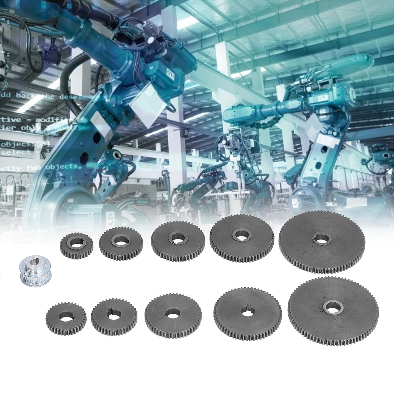 11pcs HT250 Grey Iron Lathe Gear Set - T80 T60 T50 T40 T35 T30 Cutting Machine Tool Gear with 17 Teeth Motor Pulley for Micro Lathe & Metal Cutting | Perfect for DIY Metalworking, Small Part Machining & Workshop Projects