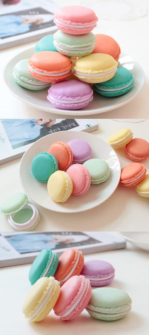 AKOAK 6-Piece Mini Macaron Candy Box Set - Jewelry Organizer for Earrings, Rings & Necklaces | Compact Storage for Headphones & SD Cards | Cute Round Pill Box for Travel & Daily Use