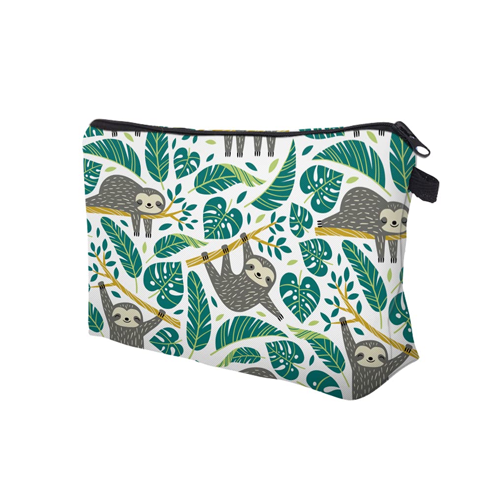 LOOMILOO Small Sloth Printed Makeup Bag - Cute Cosmetic Pouch for Women, Travel Organizer, Purse Essentials Holder - Perfect Gift for Her, Birthday, Christmas (51476) - Ideal for Travel, Gym, Daily Use & Makeup Storage
