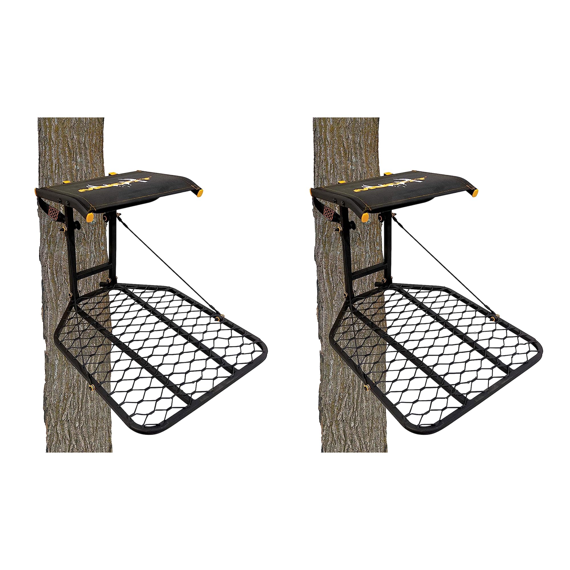 Boss Wide Stance 1-Person Hunting Tree Stand with Silent Straps & FlexTek Seat - Extra Wide Platform (2 Pack) for Deer Hunting & Outdoor Adventures