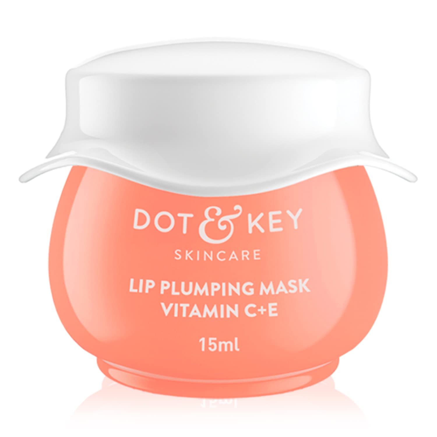 Dot & Key Vitamin C + E Lip Plumping Mask - Hydrating & Brightening Treatment for Dry, Flaky Lips, Reduces Pigmentation - Blood Orange & Nectarine Scent (15ml) | Perfect for Night Care & Pre-Makeup Prep