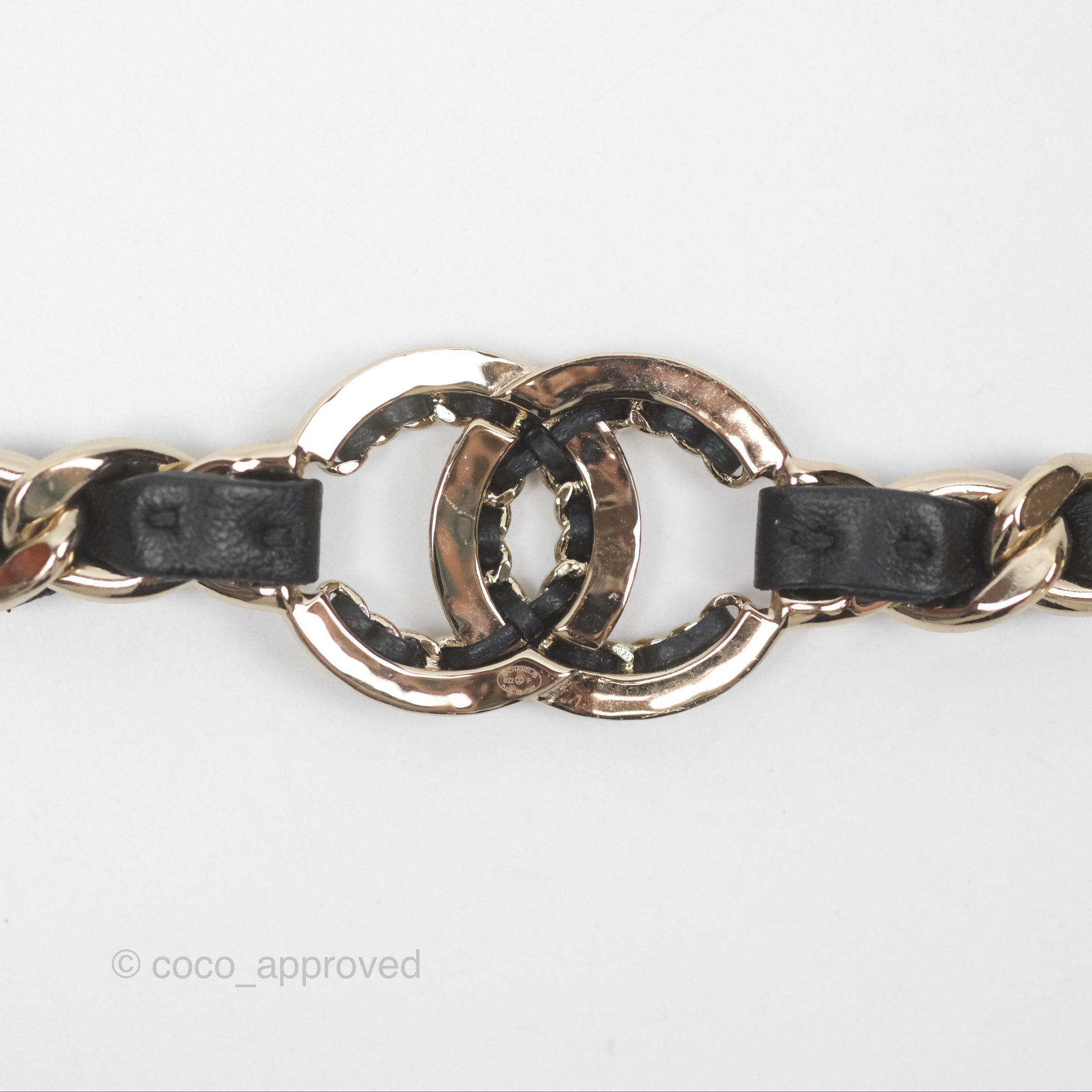 Chanel Black Leather CC Headband with Gold Tone Hardware - Luxury Hair Accessory for Women | Perfect for Parties, Weddings & Everyday Elegance
