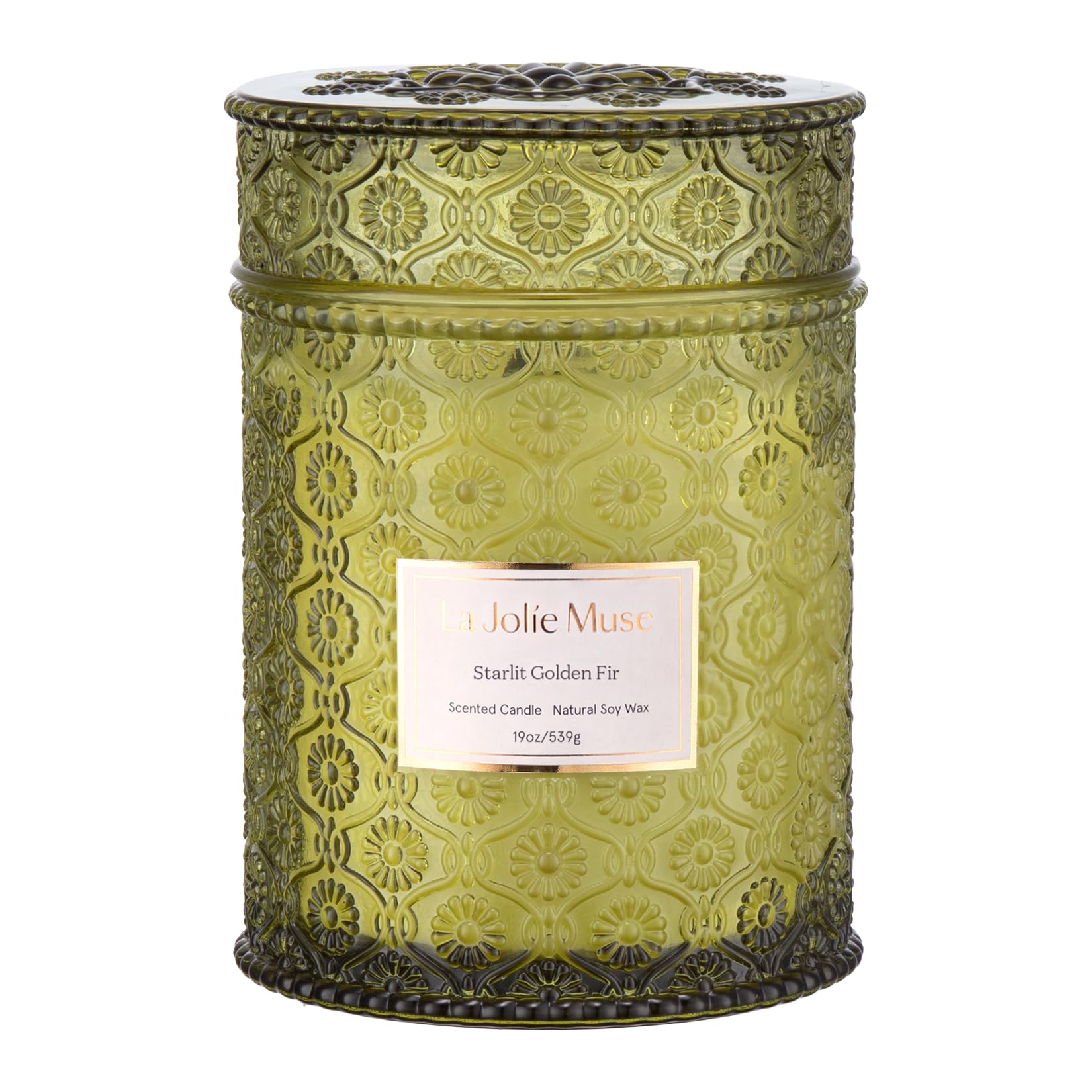 LA JOLIE MUSE Fir & Cedarwood Scented Candle - 19oz Large Wood Wicked Candle with Long Burning Time, Holiday Home Fragrance Gift for Women & Men - Perfect for Christmas Decor, Cozy Evenings & Relaxation