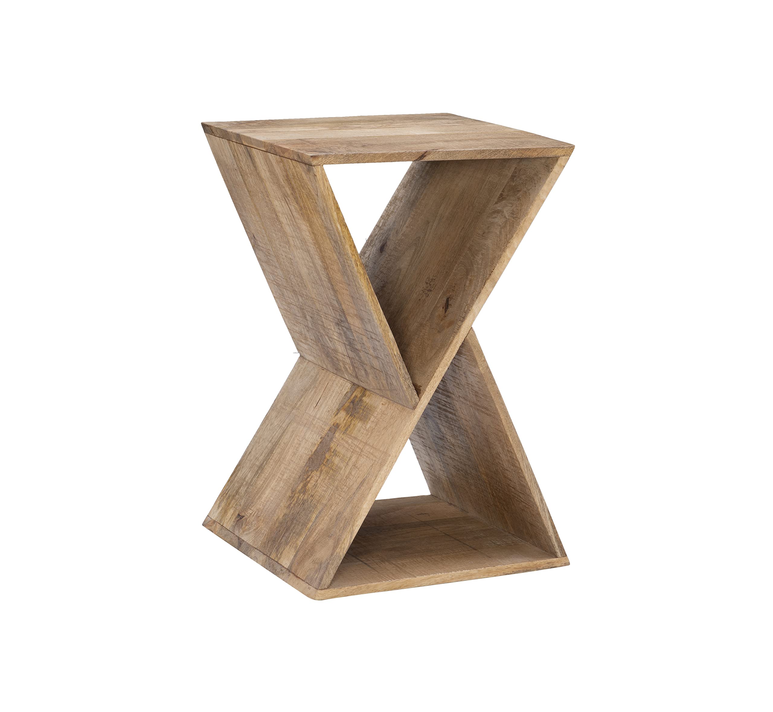 Natural Mango Wood Triangle Side Table by Powell - Rustic End Table for Living Room, Bedroom & Patio - Handcrafted Karlon Design Coffee Table with Sturdy Wooden Frame