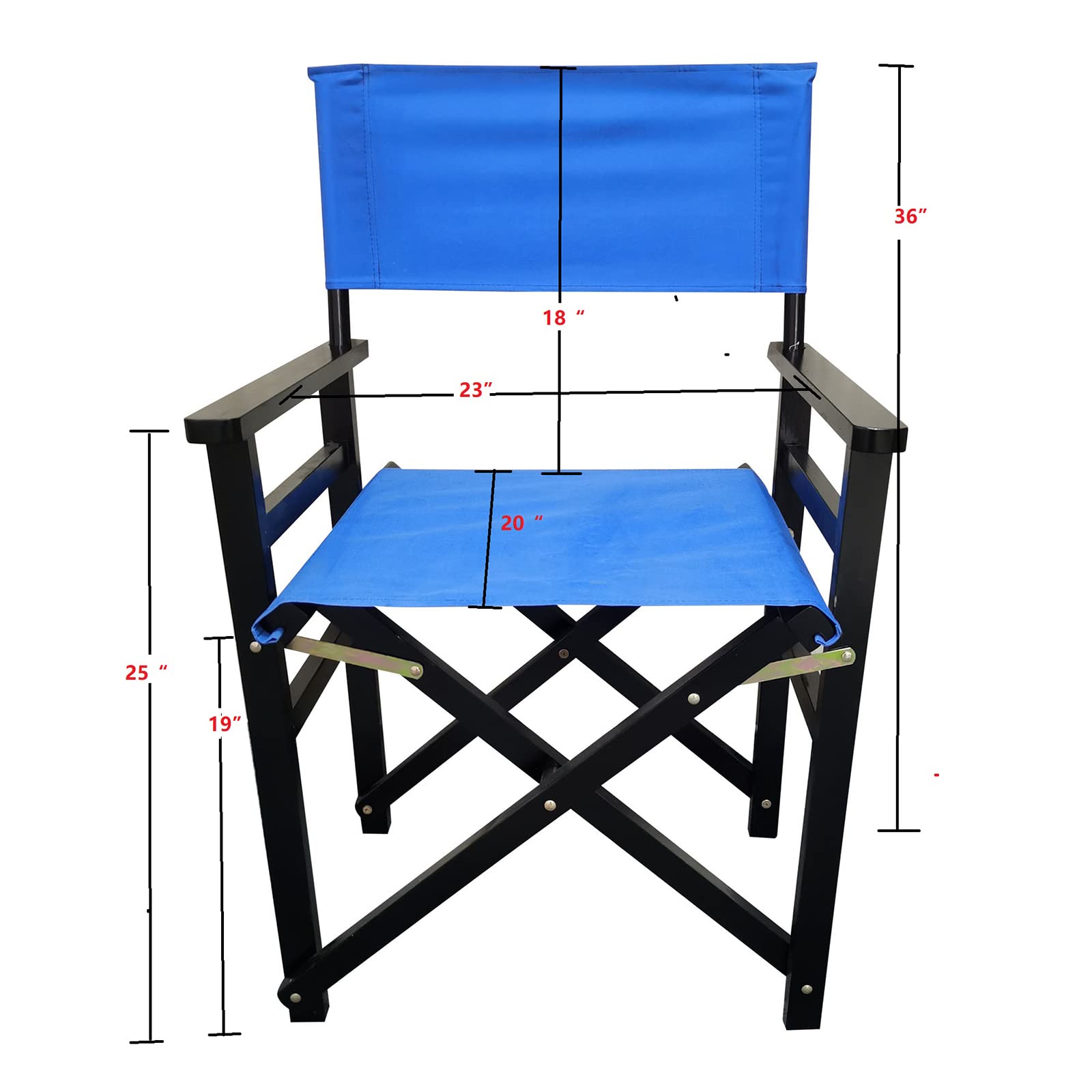 2 Pack Wooden Director Folding Chairs - Portable Compact Canvas Camping Chairs for Beach, Patio, Pool, Park, Picnic & Backyard - Lightweight Fishing Chairs (Blue) - Perfect for Outdoor Events, Travel & Home Use