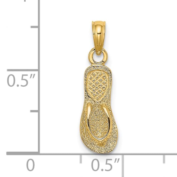 14K Solid Yellow Gold Hawaiian Flip Flop Necklace - Beach Sandals Pendant Charm for Women - Perfect for Summer Vacations, Ocean Getaways & Tropical Jewelry Gifts
