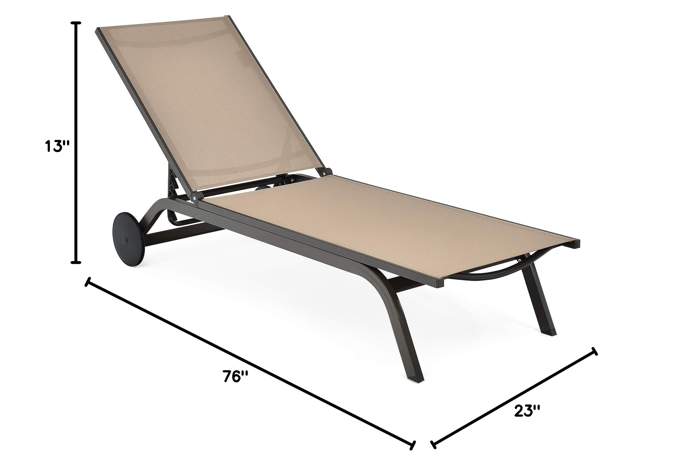 Giantex Adjustable Aluminum Patio Lounge Chair with 6-Position Recliner & Wheels - Outdoor Chaise Lounge for Beach, Poolside, Garden & Sunbathing (Brown) - Perfect for Relaxing by the Pool, Backyard Lounging & Outdoor Leisure
