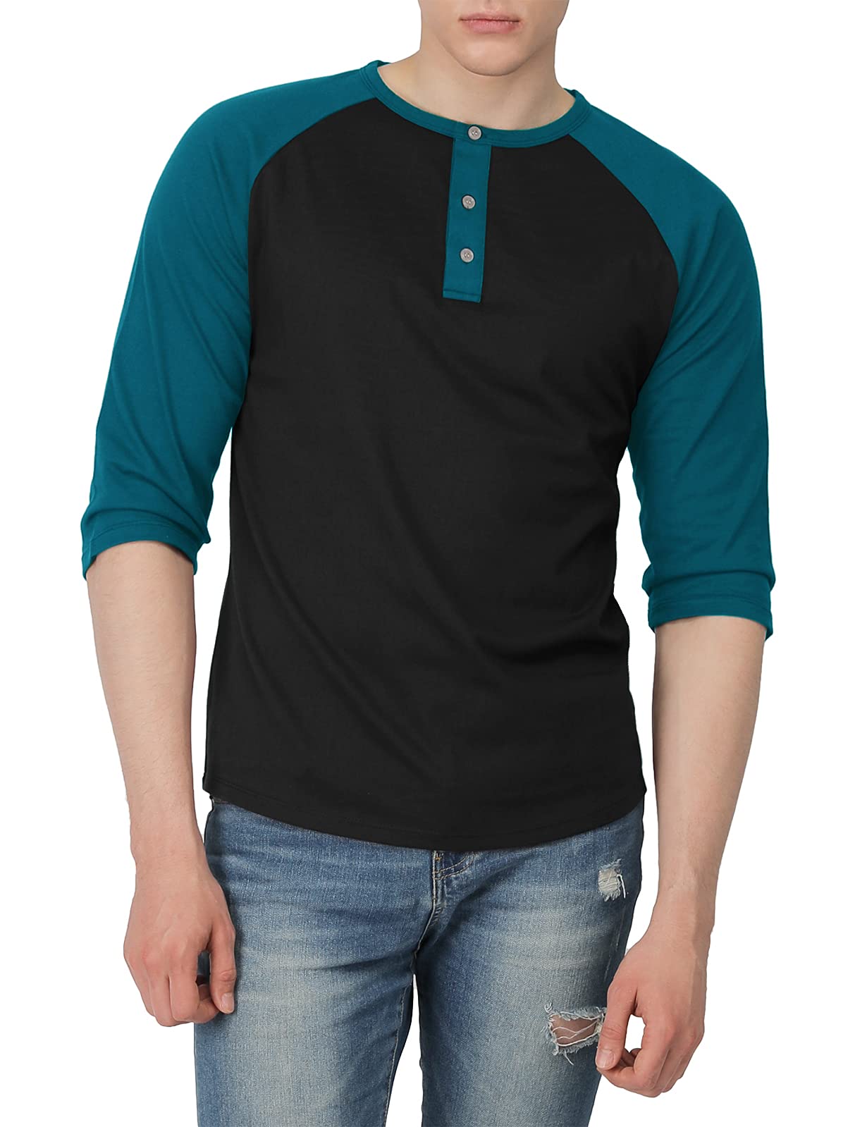 Men's Casual Slim Fit Henley T-Shirts - Raglan Long & 3/4 Sleeve Baseball Jersey Tees for Everyday Wear | Perfect for Work, Gym & Weekend Outfits