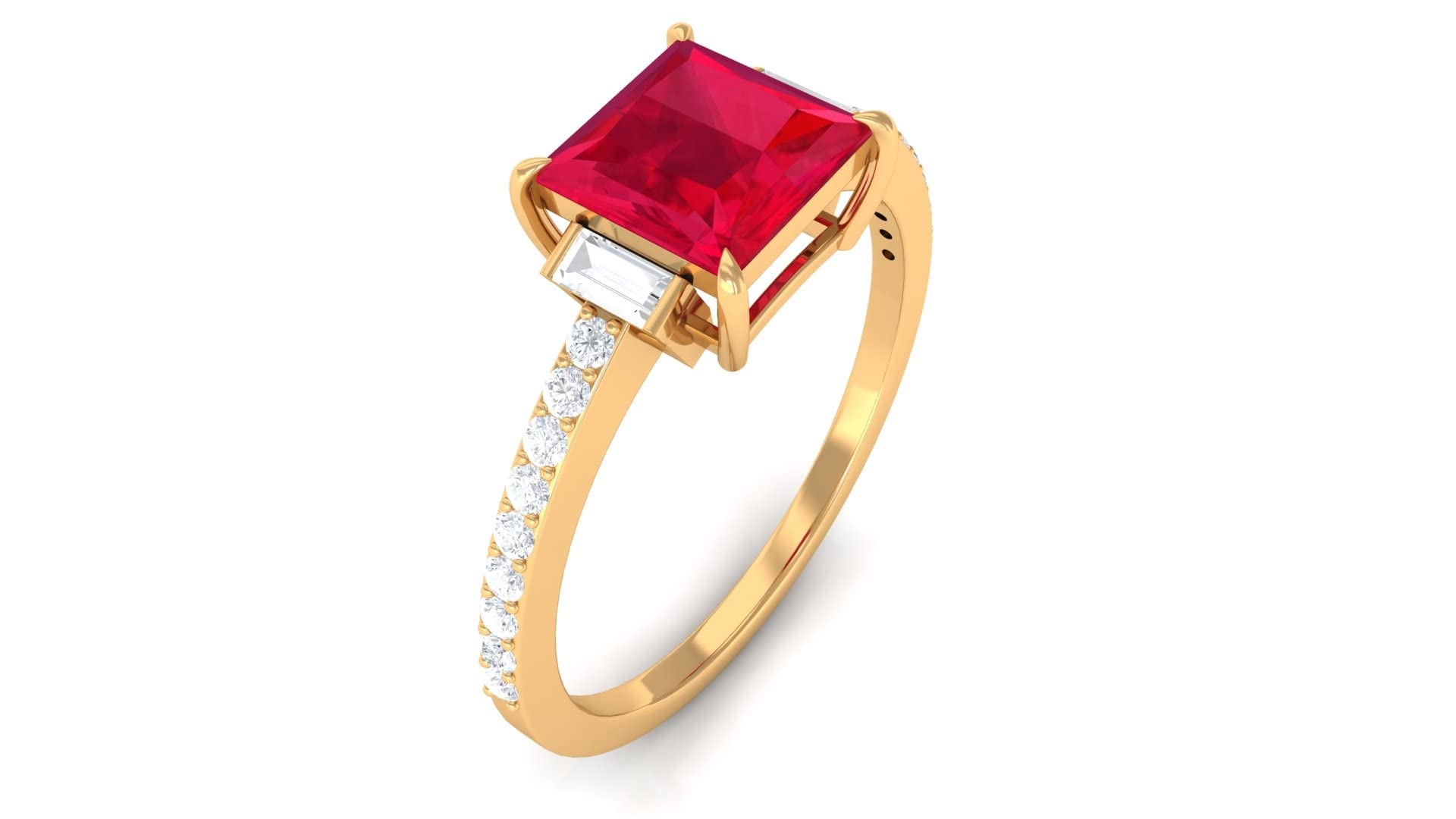 1.75 CT Lab-Created Ruby & Moissanite Engagement Ring - 14K Solid Gold Solitaire Ring for Women - Perfect for Weddings, Anniversaries & Special Occasions