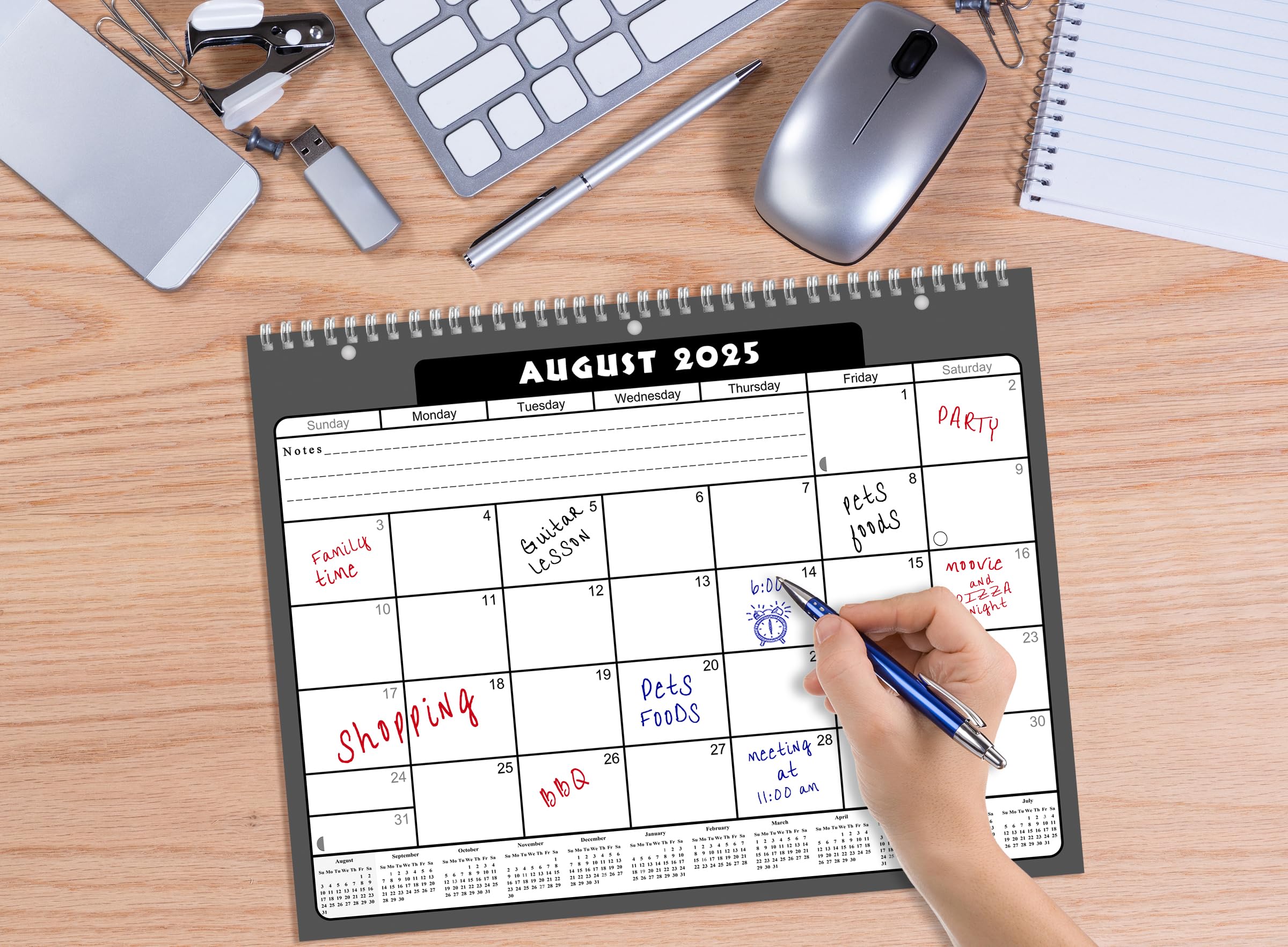 2025-2026 12-Month Academic Wall & Desk Planner with 3-Ring Binder - School Calendar for Teachers & Students (Black Edition #023) | Perfect for Classroom Organization, Homework Tracking & Study Planning