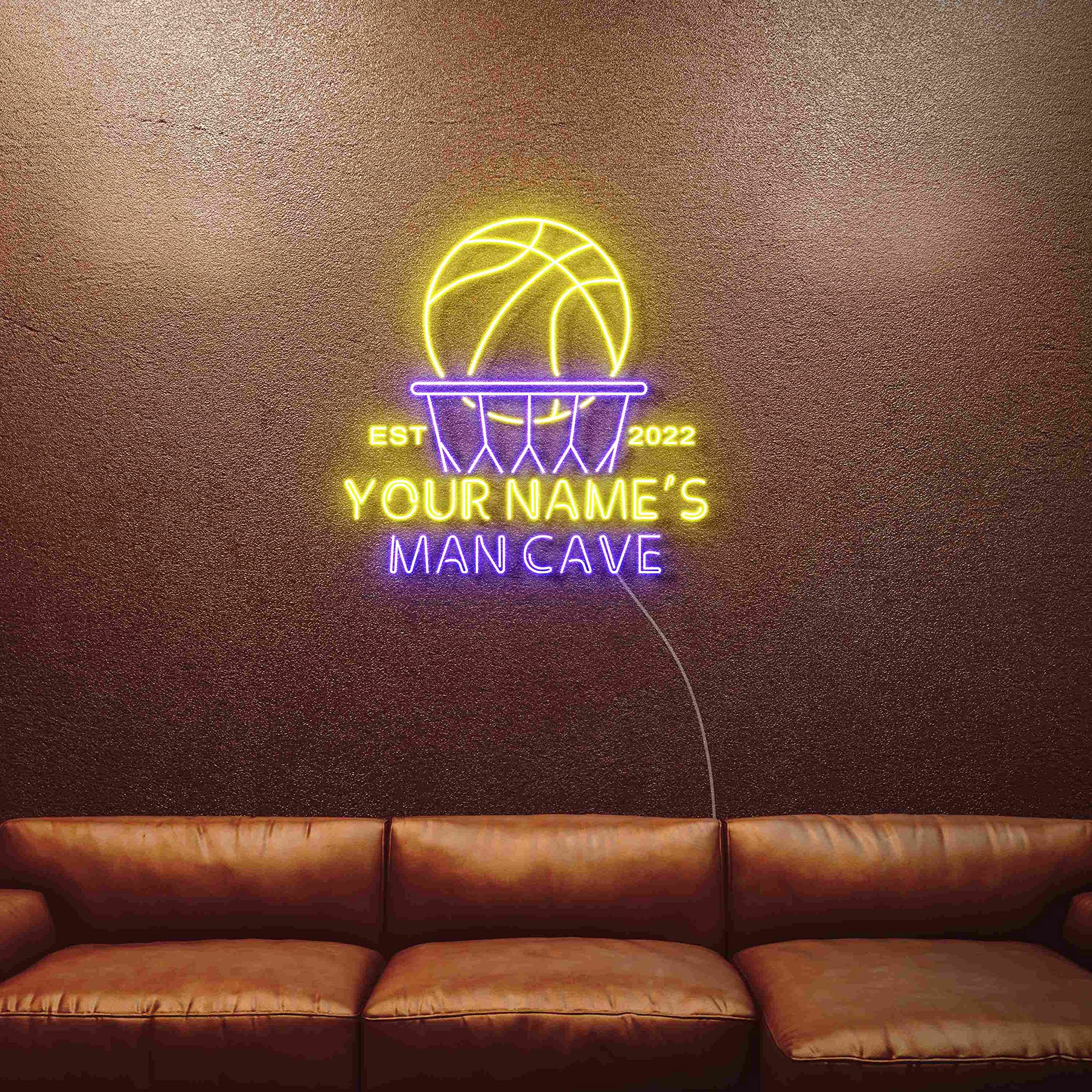 ADVPRO Custom Basketball LED Neon Sign - Ultra Bright Blue & Yellow Light for Man Cave, Game Room, Bar Decor - Personalized Sports Gift for Fans