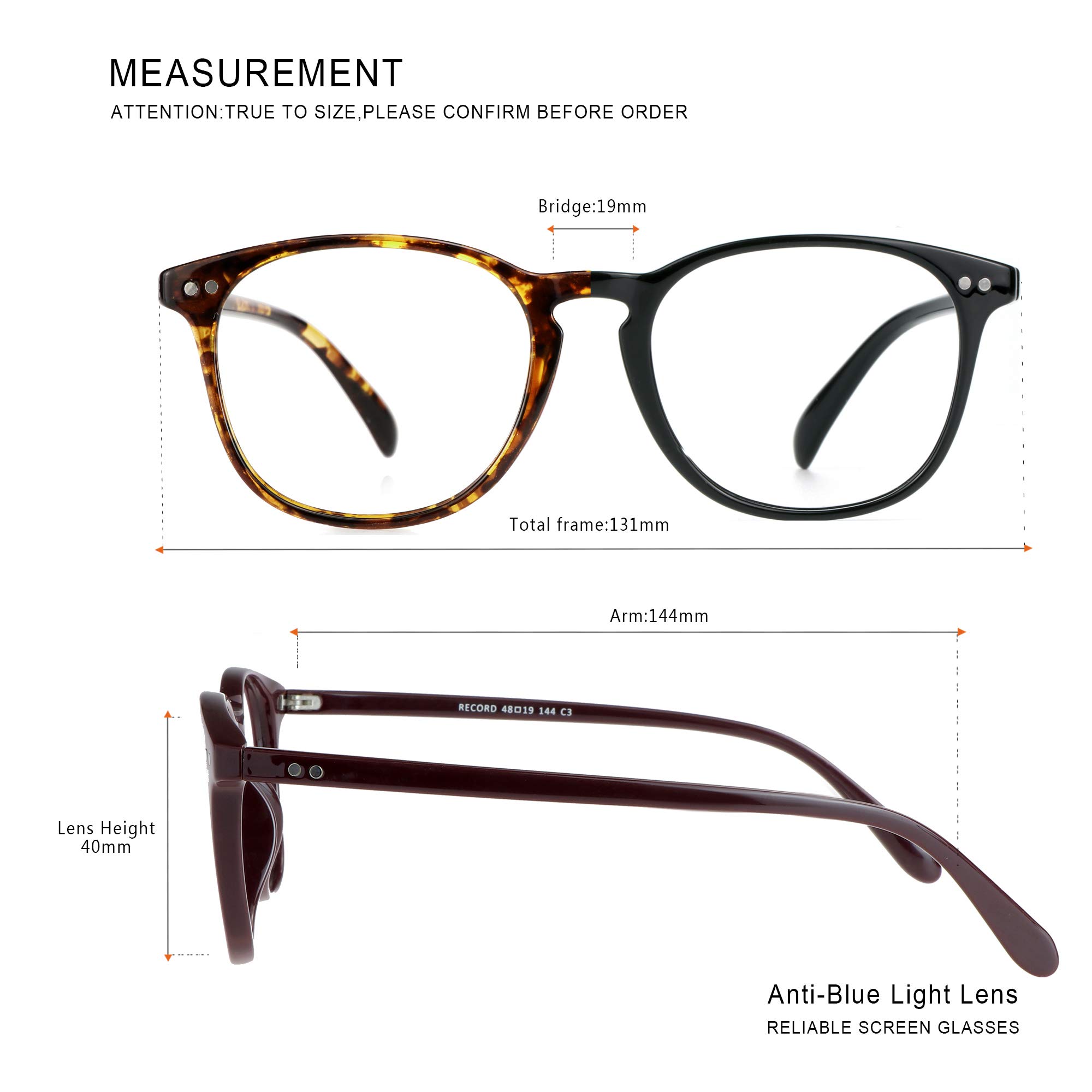 Blue Light Blocking Glasses 3 Pack - Square Frame Computer & Gaming Glasses for Men & Women - Anti Eyestrain, UV Protection - Perfect for Office Work, Online Classes & Nighttime Screen Use