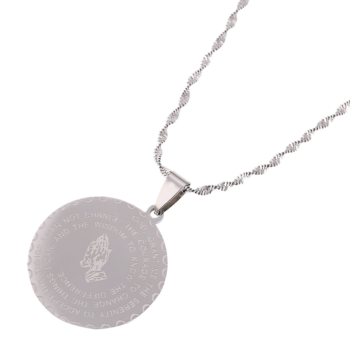 Christian Prayer Jewelry - Bible Verse Coin Medal with Praying Hands, Lord's Prayer Necklace for Women & Men | Faith-Based Gift for Baptism, Confirmation & Daily Devotion