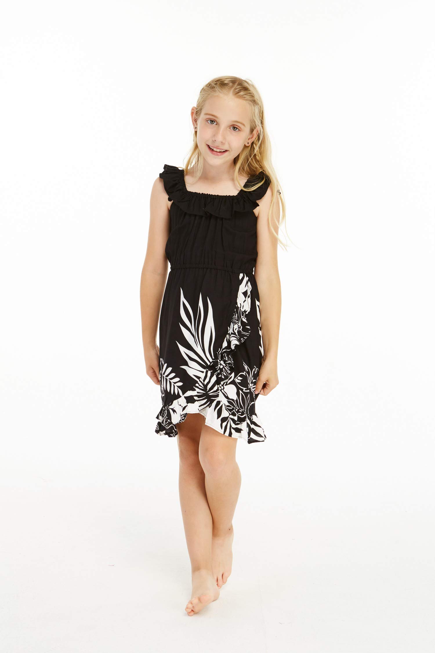 Girl's Ruffle Wrap Hawaiian Luau Dress - Beach Party & Summer Outfit