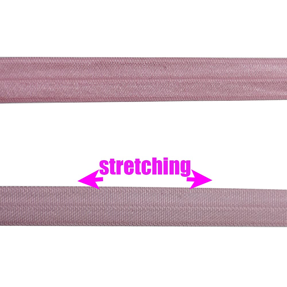 Pink Fold Over Elastic 5/8 inch (15mm) - 40 Yards Wide Stretchy Sewing Elastic Bands for Headbands, Hair Ties, DIY Crafts, Clothes & Bow Making - Perfect for Girls' Hair Accessories, Fashion Sewing Projects & Home Decor