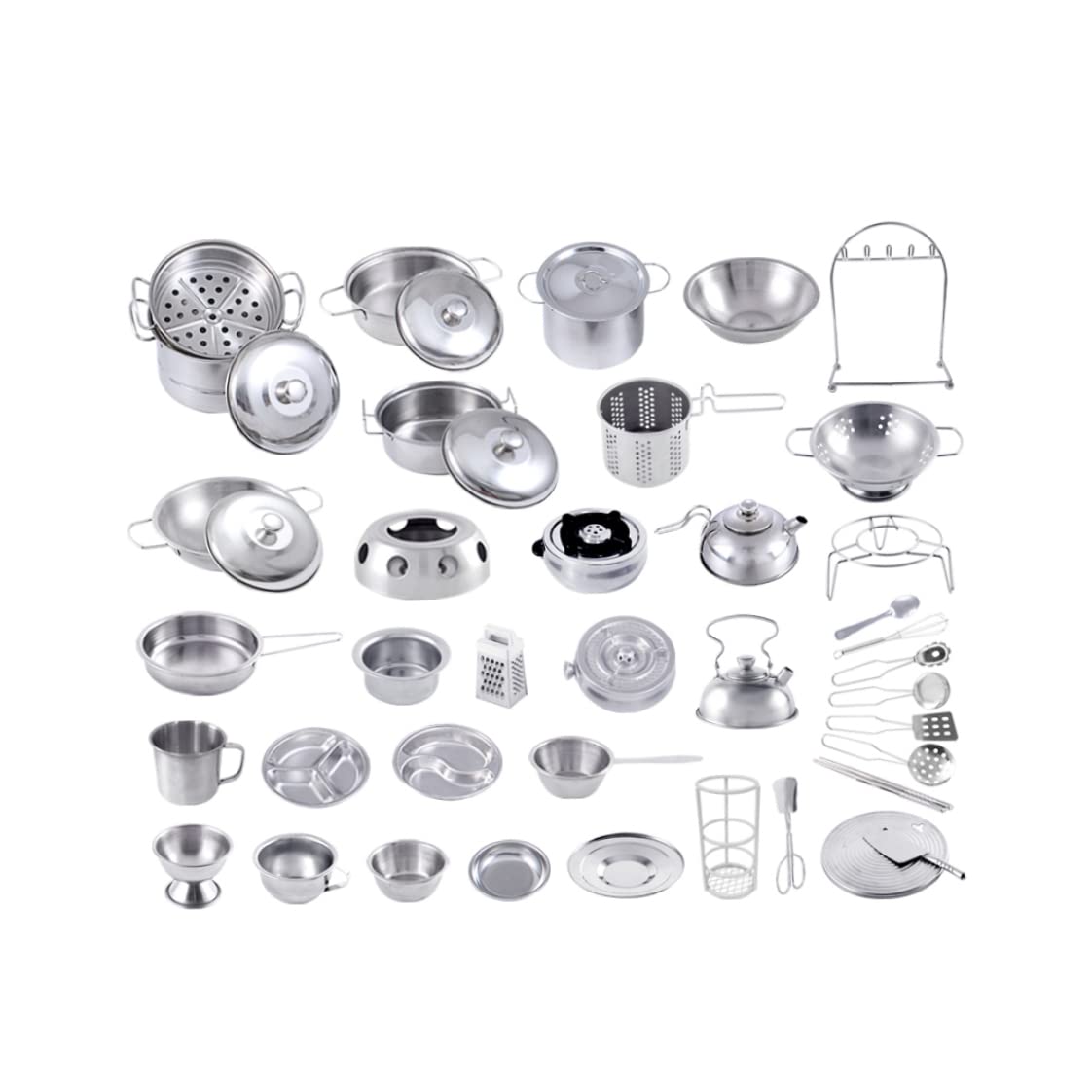 Eioflia 16-Piece Stainless Steel Kids Kitchen Playset - Pretend Play Cookware with Pots & Pans - Educational Toy for Toddlers, Boys & Girls - Perfect for Role Play & Early Learning at Home