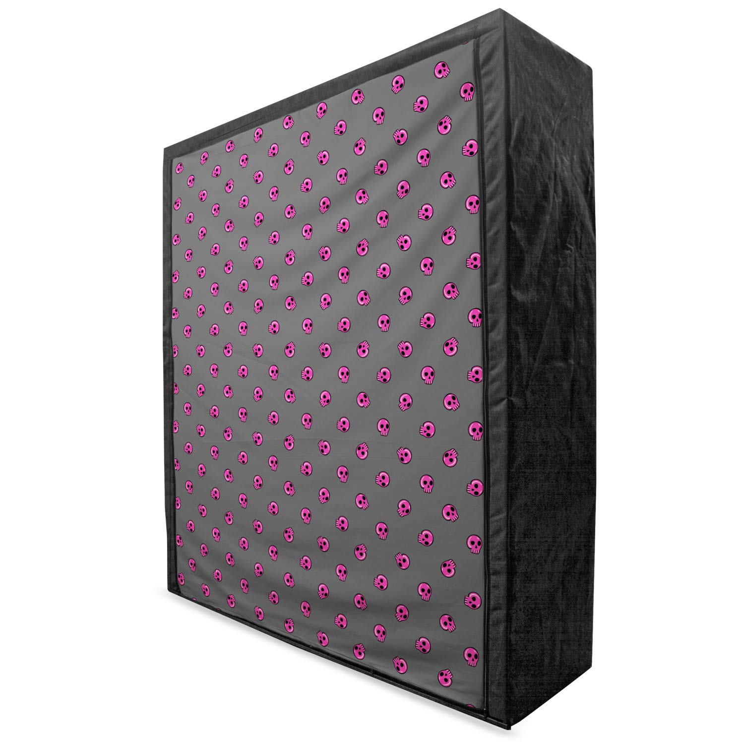 Ambesonne Skull Portable Fabric Wardrobe - Hand Drawn Pink Emo Skull Design for Teens | 59