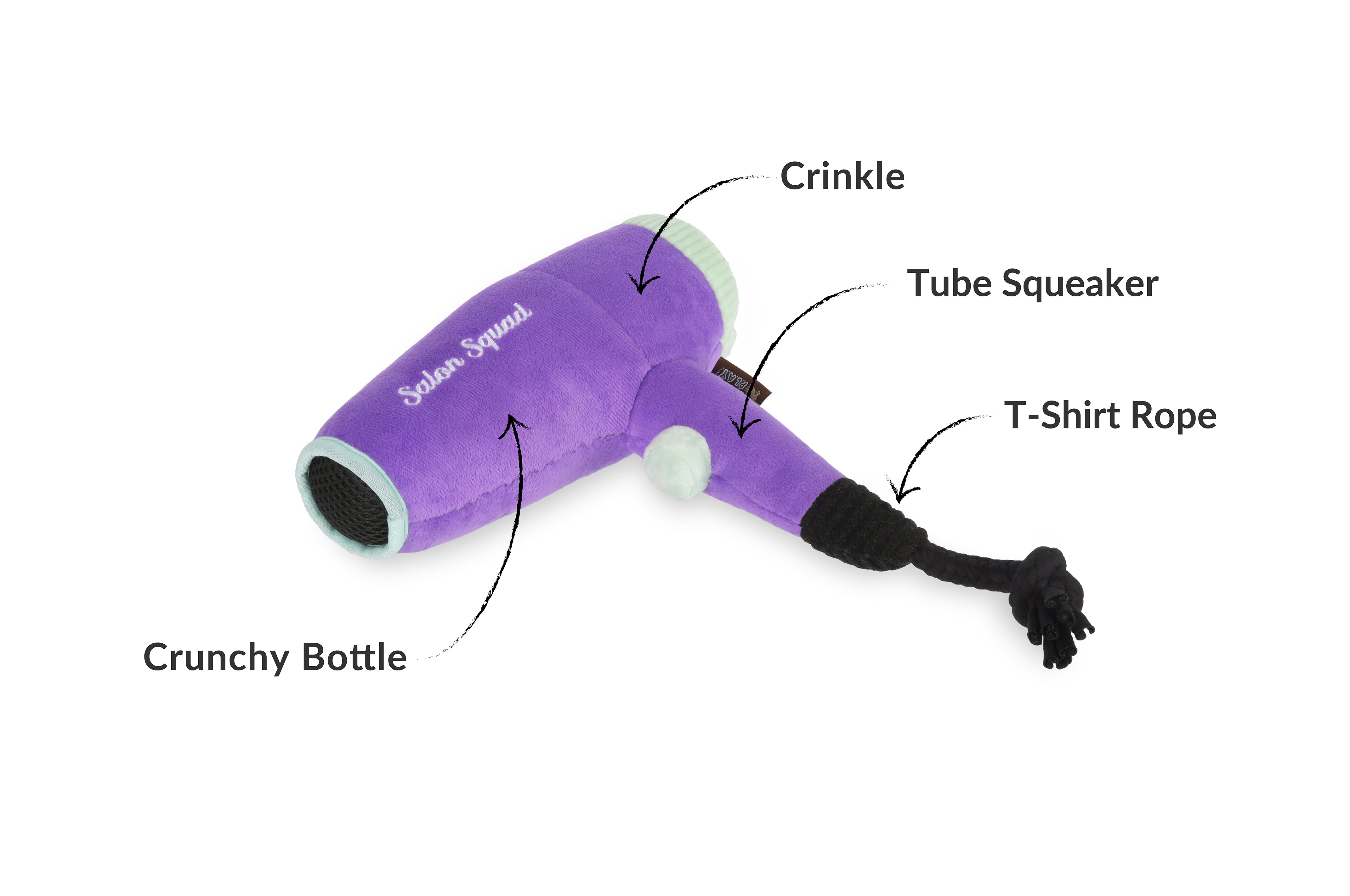 Splish Splash™ Dog Toy Plush Hair Dryer for Dogs - Soft & Fun Bath Time Grooming Play Toy for Puppies & Small Dogs - Perfect for Bath Time, Playtime & Cuddling