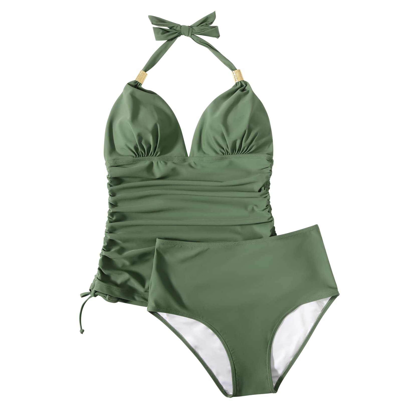 SUUKSESS Women's Sexy Halter Tankini Swimwear 2 Piece Set - Slimming Tummy Control Bathing Suits for Beach, Pool & Vacation | Plus Size Swimwear for Women