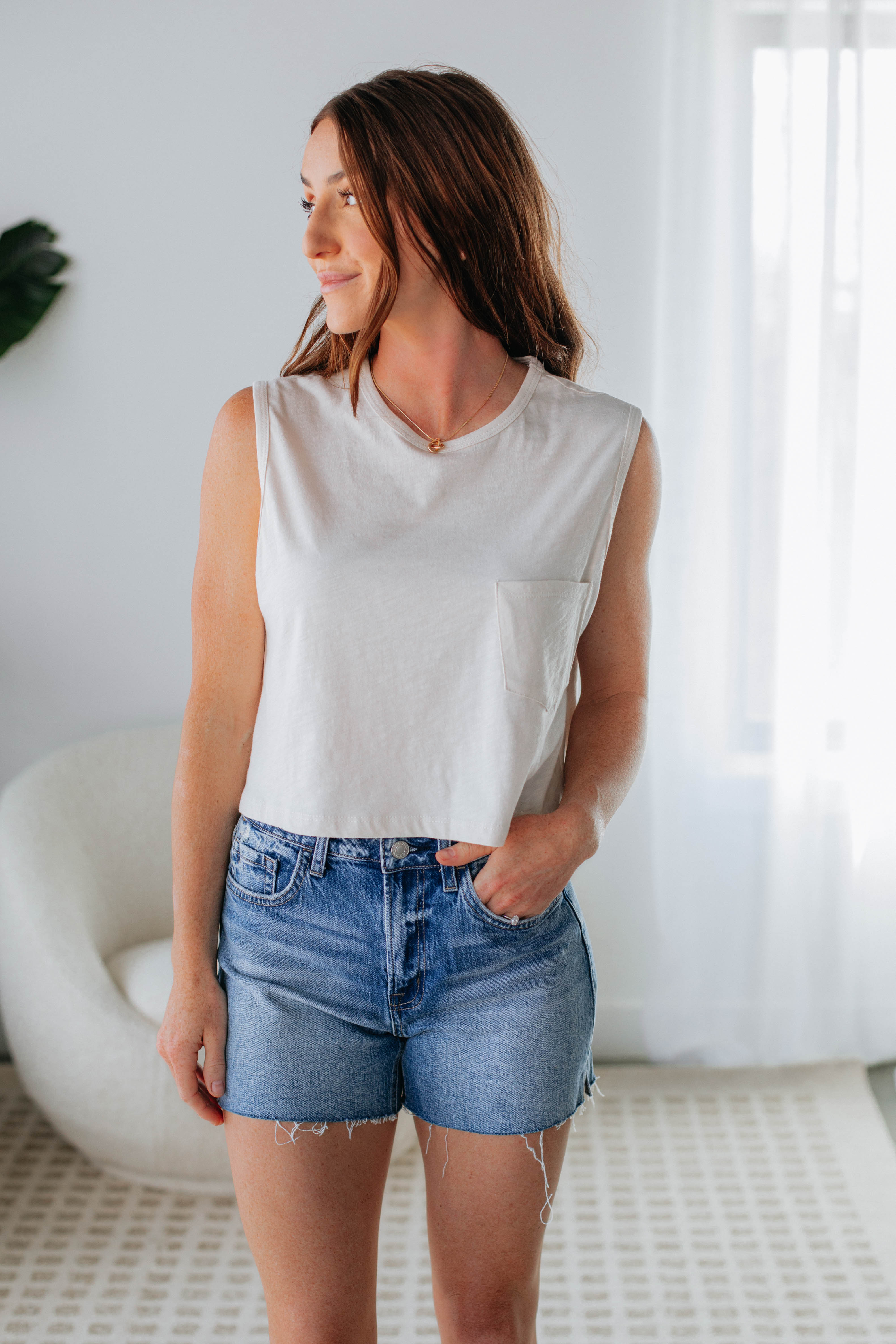 Esmarie Tank Top - Natural Cotton Women's Casual Shirt for Summer Outfits & Beach Wear