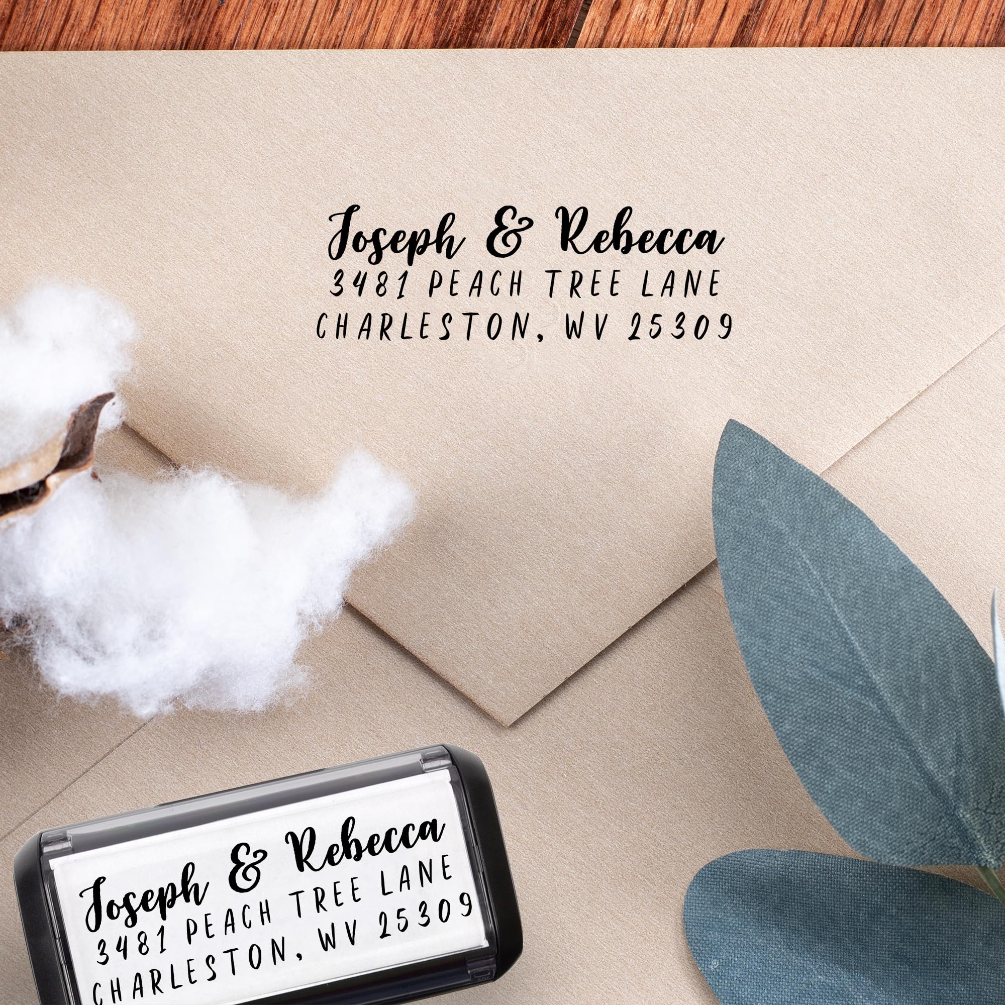 Personalized Self-Inking Return Address Stamp - Custom Joseph & Rebecca Address Stamp for Wedding Invitations, Envelopes & Mailings
