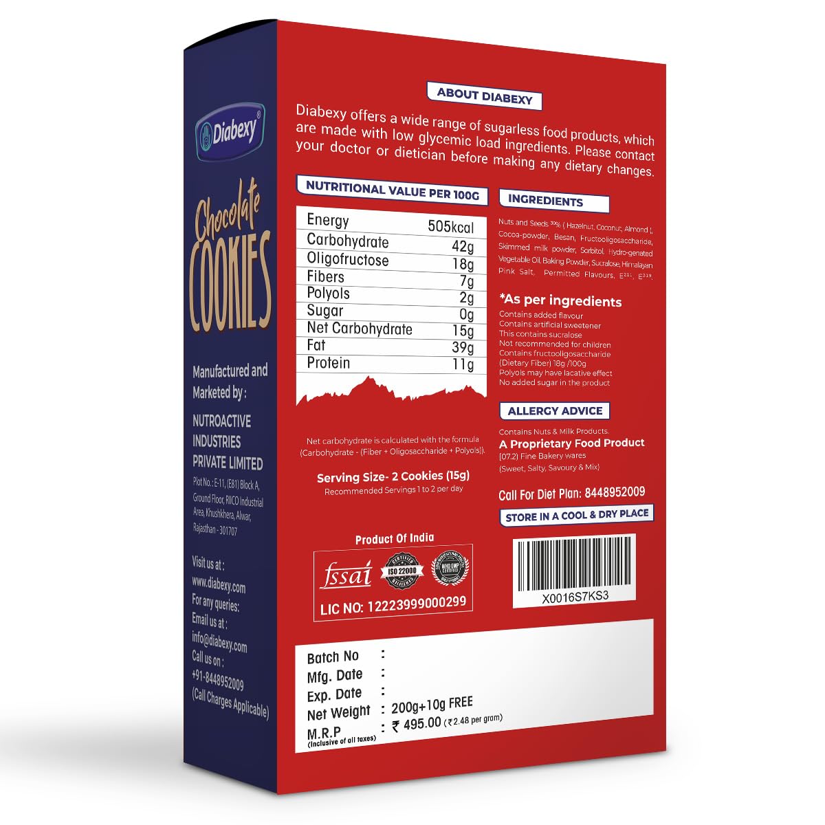 Diabexy Sugar Control Cookies Combo Pack - Almond, Coconut & Chocolate Flavors (3 x 200g) | Diabetic-Friendly Snacks | Low Glycemic Index Treats | Perfect for Gifts, Office Snacks & Diabetes Management