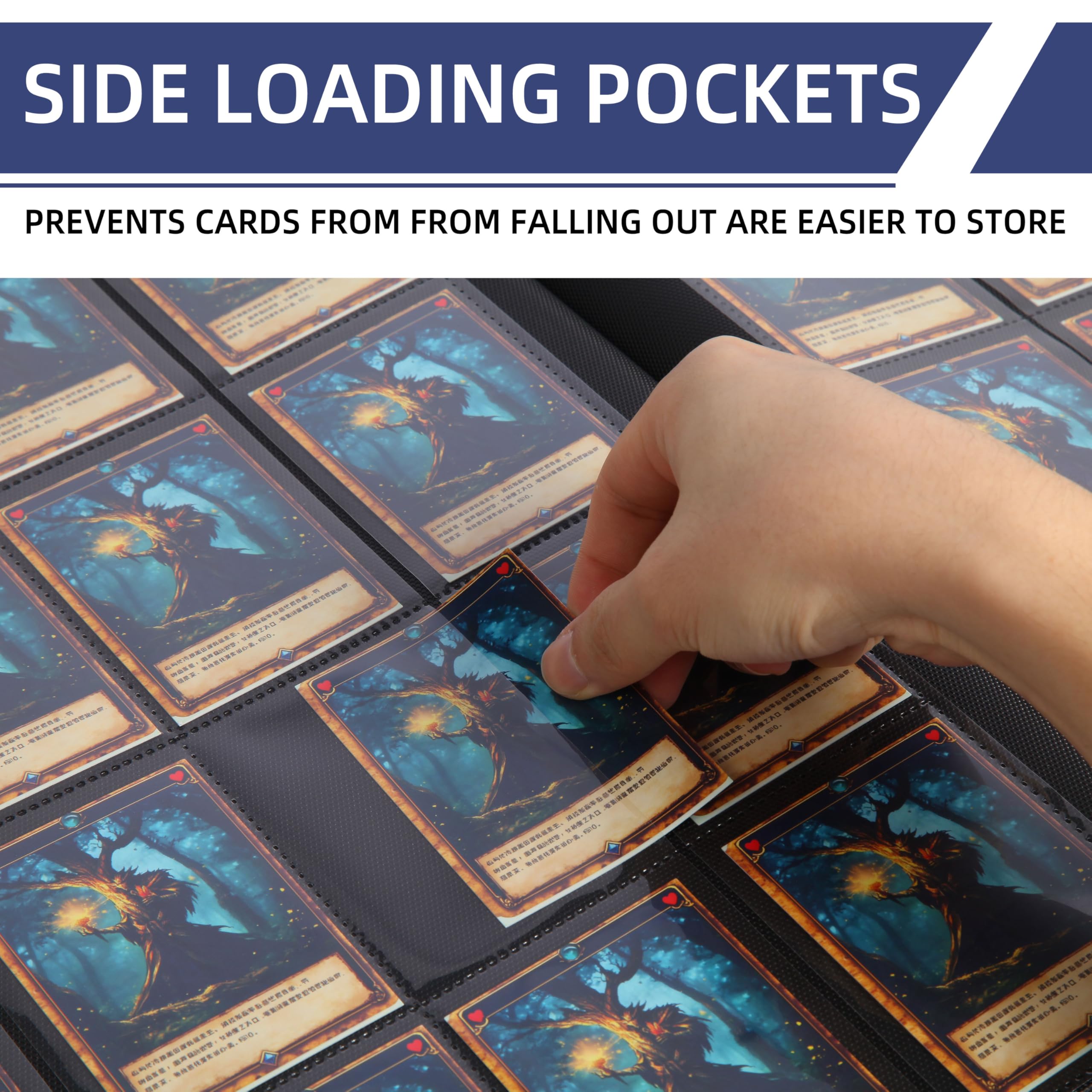 Premium Pokemon Card Binder - Holds 1000+ Trading Cards, 16-Pocket Ringless Side Loading Design with Zipper, Durable TCG Album Folder (Blue) - Perfect for Collectors, Tournaments & Card Storage