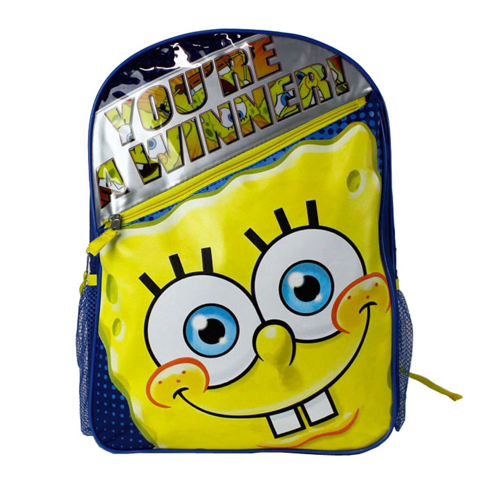 Spongebob 'You're a Winner' 16 Inch School Backpack for Boys - Lightweight Durable Bookbag with Adjustable Straps, Perfect for School, Travel & Daily Use
