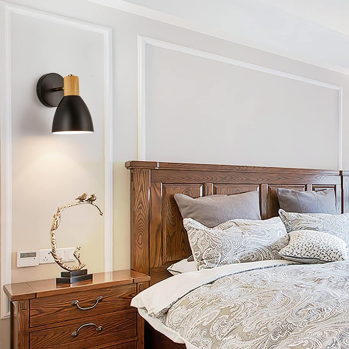 Industrial Wall Sconces Lighting Fixture - Adjustable Hardwired Wall Lamp for Bedroom, Bathroom, Hallway - Black Modern Farmhouse Light for Bedside Reading & Bathroom Sink Lighting - Perfect for Home Decor & Nighttime Ambience
