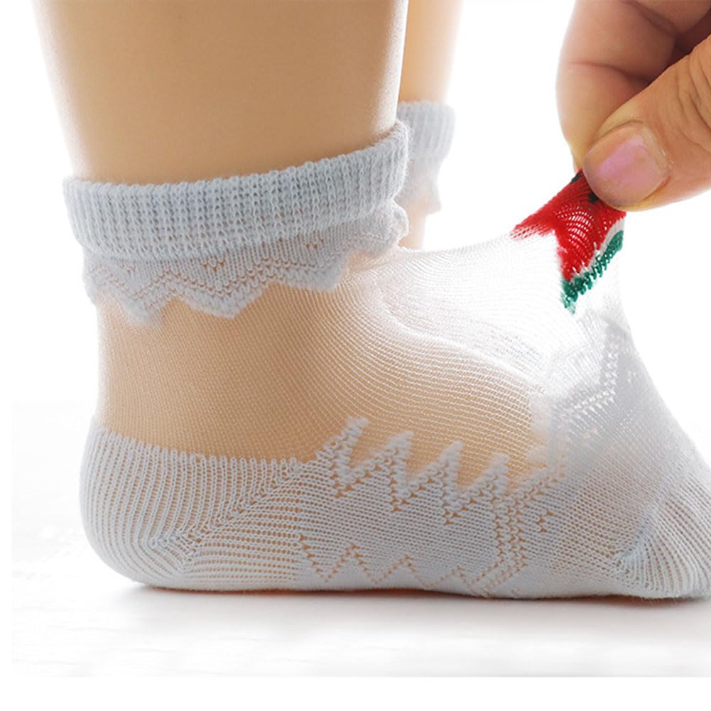 Girls No Show Ankle Socks with Bowknot - Breathable Mesh Summer Socks for Toddlers & Kids - Ultra Thin Lace Trim Socks for School, Play & Everyday Comfort
