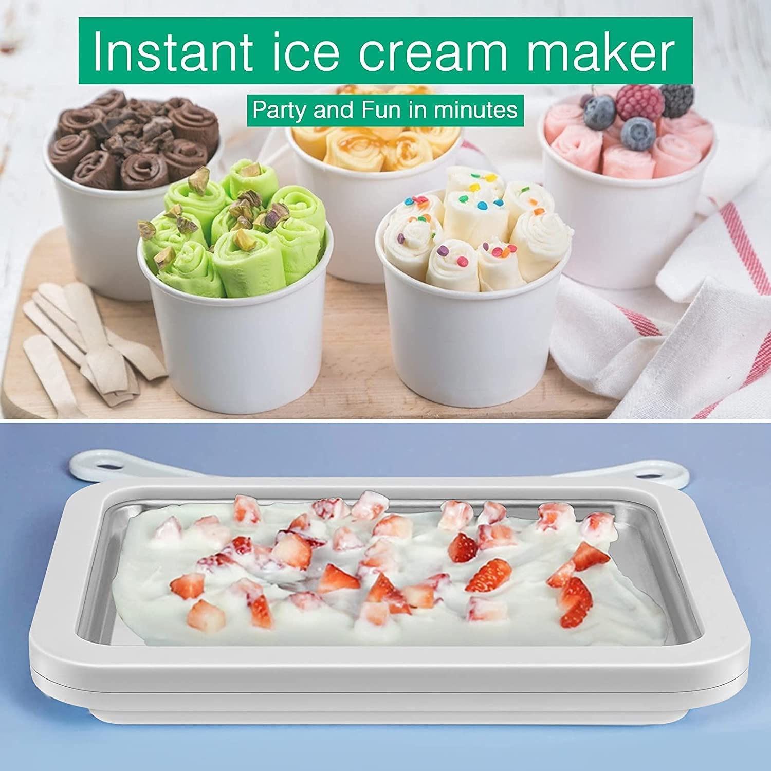 Best Electric Ice Cream Maker for Homemade Rolled Ice Cream - Fun DIY Dessert Maker for Kids & Family - Perfect for Parties, Summer Treats & Indoor Activities