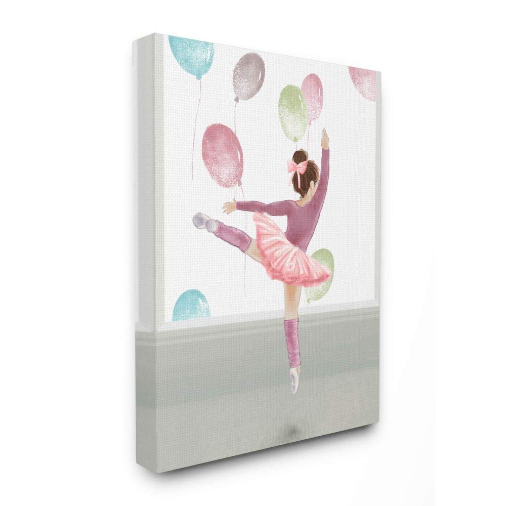 Stretching Ballerina Little Dancer Girl with Pink Balloons Wall Art Canvas Print 24x30 - Ballet Dance Room Decor, Nursery Wall Art, Kids Bedroom Decor, Ballet Studio Decoration