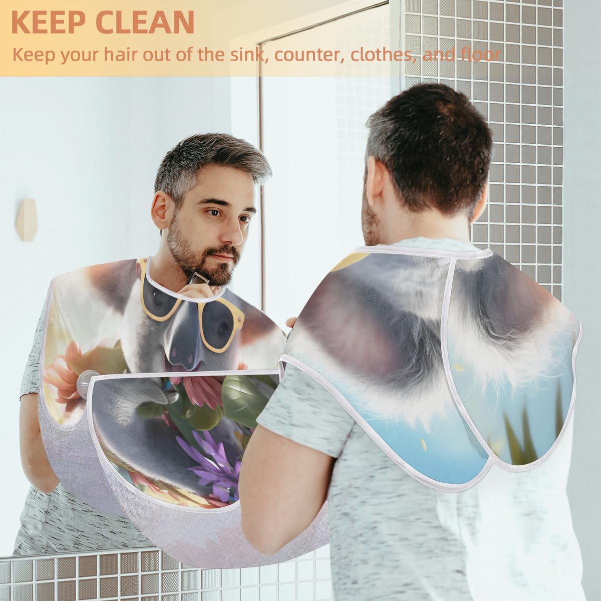 **Koala Sunglasses Beard Shaving Bib for Men & Women - Waterproof Hair Dye Apron, Makeup Cape, Barber Accessories - Sink Hair Catcher for Beard Trimming & Haircut - Perfect for Salons, DIY Grooming & Gifts**