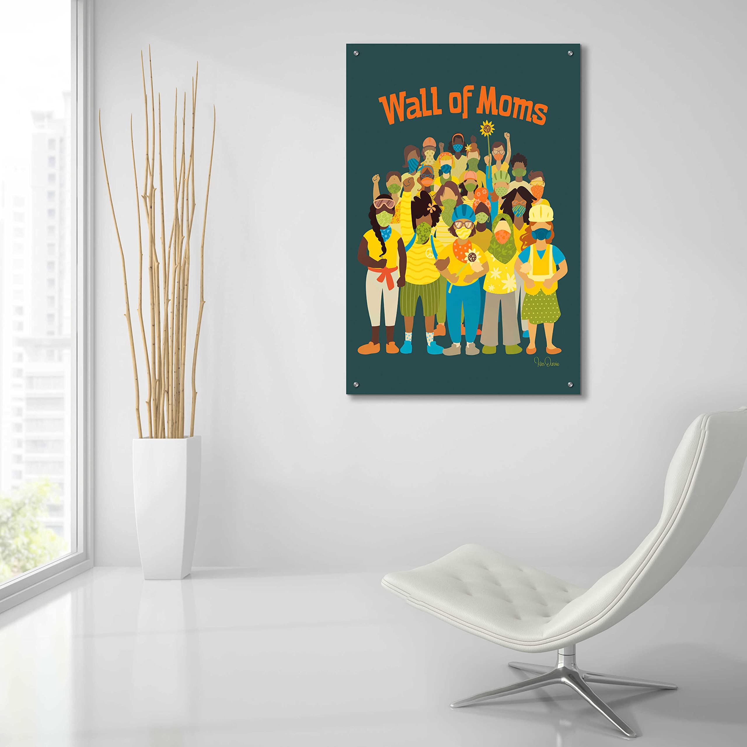 Epic 'Wall of Moms' Acrylic Glass Wall Art by Kris Duran - 24x36 Inch Modern Home Decor for Living Room, Bedroom & Office