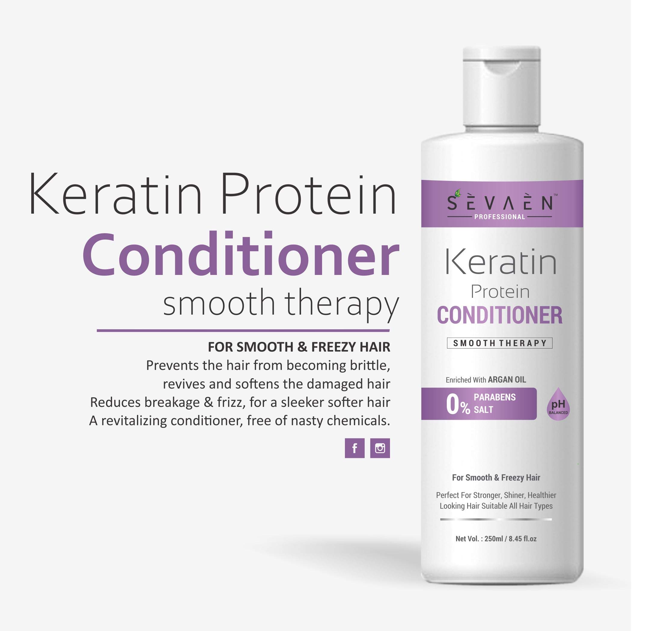 Keratin & Argan Oil Smooth Therapy Conditioner 250ml - Deep Hydrating Hair Treatment for Frizz-Free, Silky Smooth Hair - Sulfate & Paraben Free - Perfect for Dry, Damaged & Curly Hair Care Routine