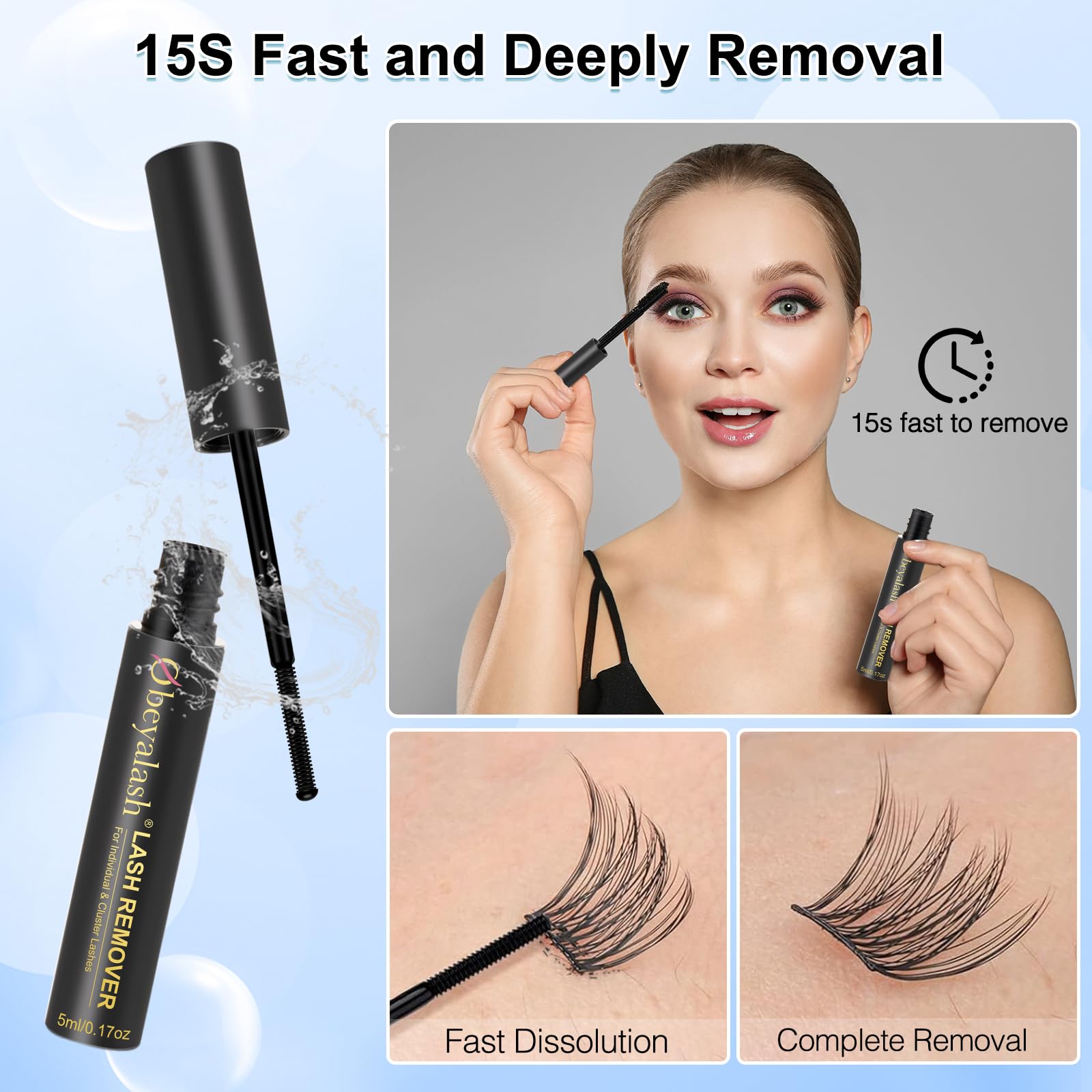 Obeyalash Eyelash Extension Remover - Fast Acting Lash Glue & Adhesive Remover for Cluster & Individual Lashes | Safe & Gentle for Professional & Home Use
