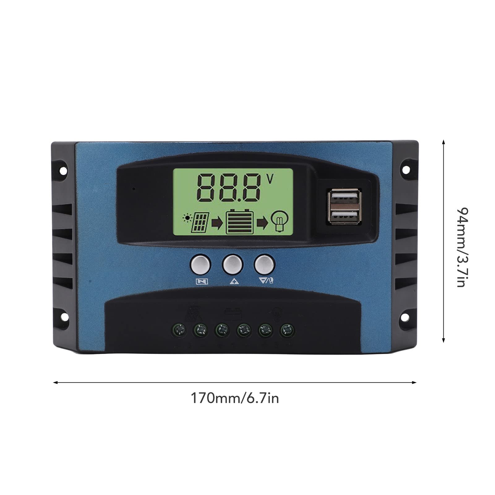 100A Solar Charge Controller 12V/24V with Multi-Protection for Home Solar Panel System - Perfect for RV, Boat, Off-Grid & Backup Power Applications