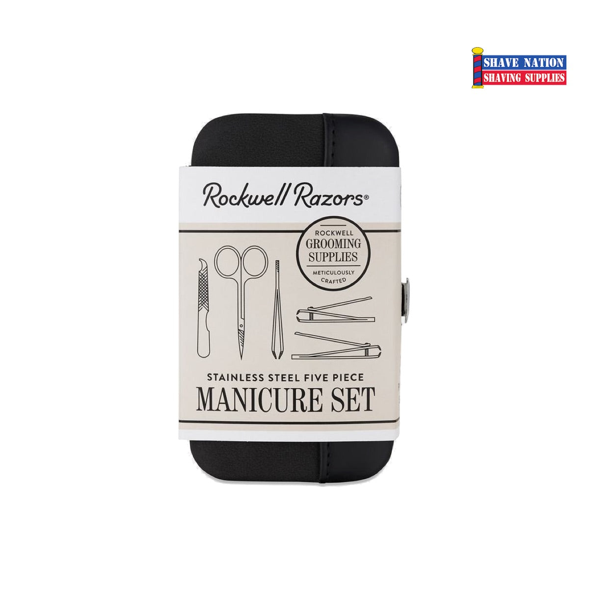 Rockwell 5-Piece Professional Manicure Set - Nail Clippers, Nail File, Cuticle Pusher & Scissors - Perfect for Home & Salon Nail Care, Gifts & Travel Essentials