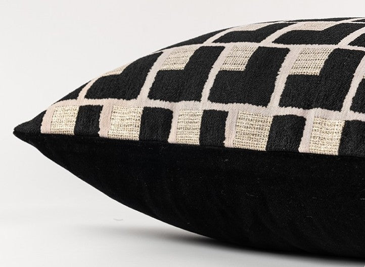 Modern Black Chequer Abstract Throw Pillows - Contemporary Large Decorative Couch Pillows for Living Room Sofa - Perfect for Home Decor, Lounge & Cozy Reading Nook