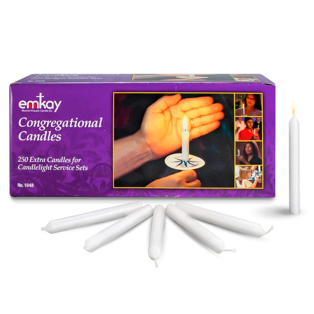 250 Pack Congregational Candles - Bulk Church Candles for Religious Ceremonies, Prayer & Worship Services