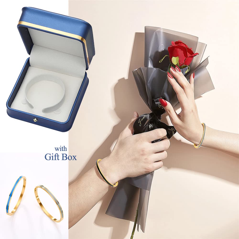 Godyce Love Friendship Bracelet for Women - Colorful Orange Enamel Bangle, Stainless Steel Fashion Jewelry with Gift Box | Perfect for Parties, Birthdays & Everyday Wear