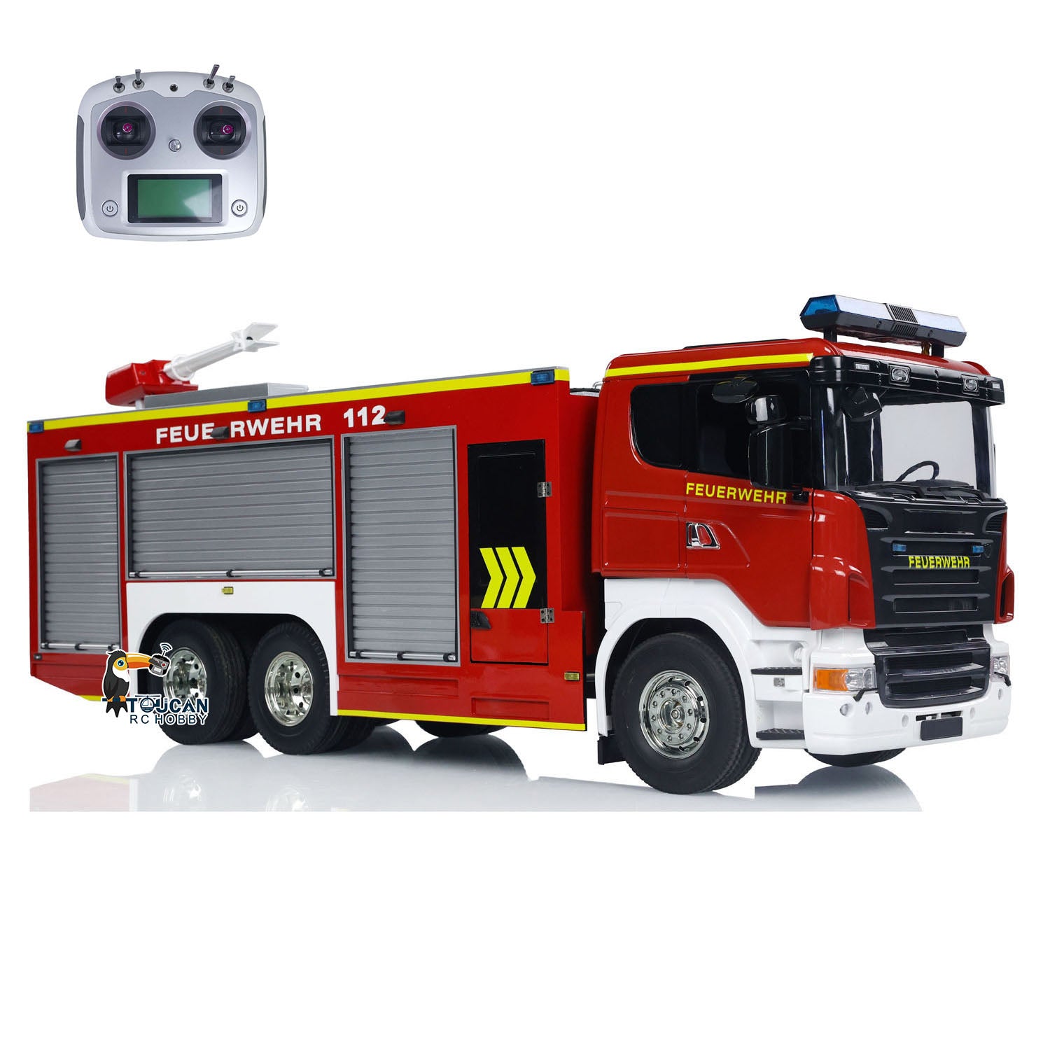 1/14 Scale 6x4 RC Fire Truck with Remote Control, Extinguisher, Sprinkler, RTR, Lights & Sounds, ESC, Servo Motor - Perfect for Hobbyists, Collectors, and Emergency Simulation Play