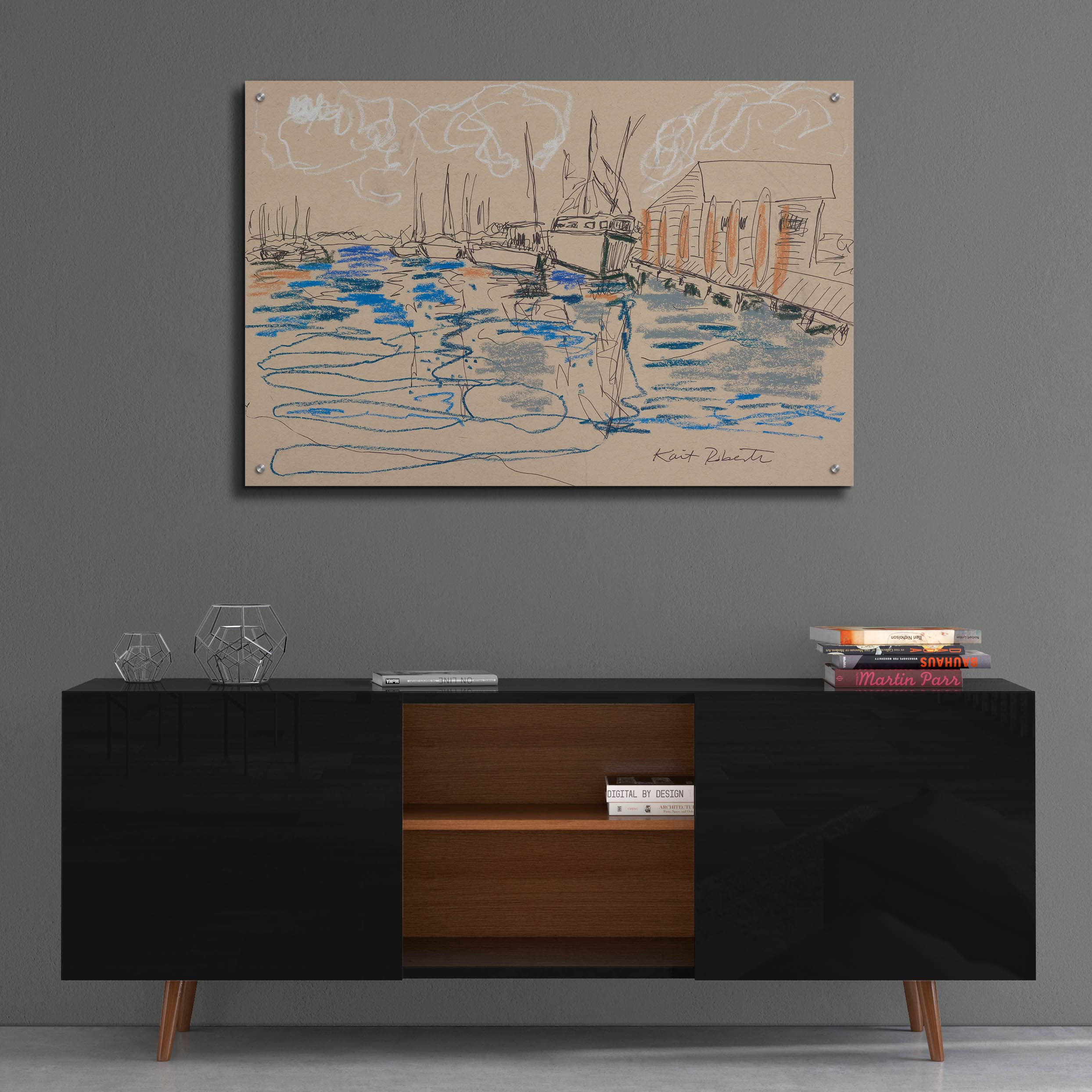Epic Art 'Harraseeket Lunch and Lobster Co.' by Kait Roberts - 36x24 Inch Acrylic Glass Wall Painting - Coastal Kitchen Decor, Restaurant Artwork, Maine Seafood Theme Home Decoration