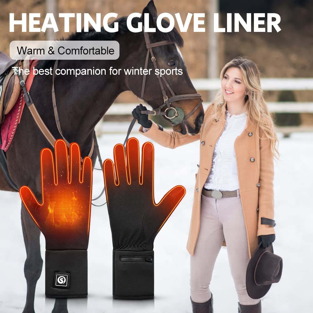 DAY WOLF Heated Glove Liners - 7.4V Rechargeable Battery Heated Gloves for Men & Women, Thin Thermal Winter Gloves for Running, Cycling, Motorcycle Riding & Outdoor Activities