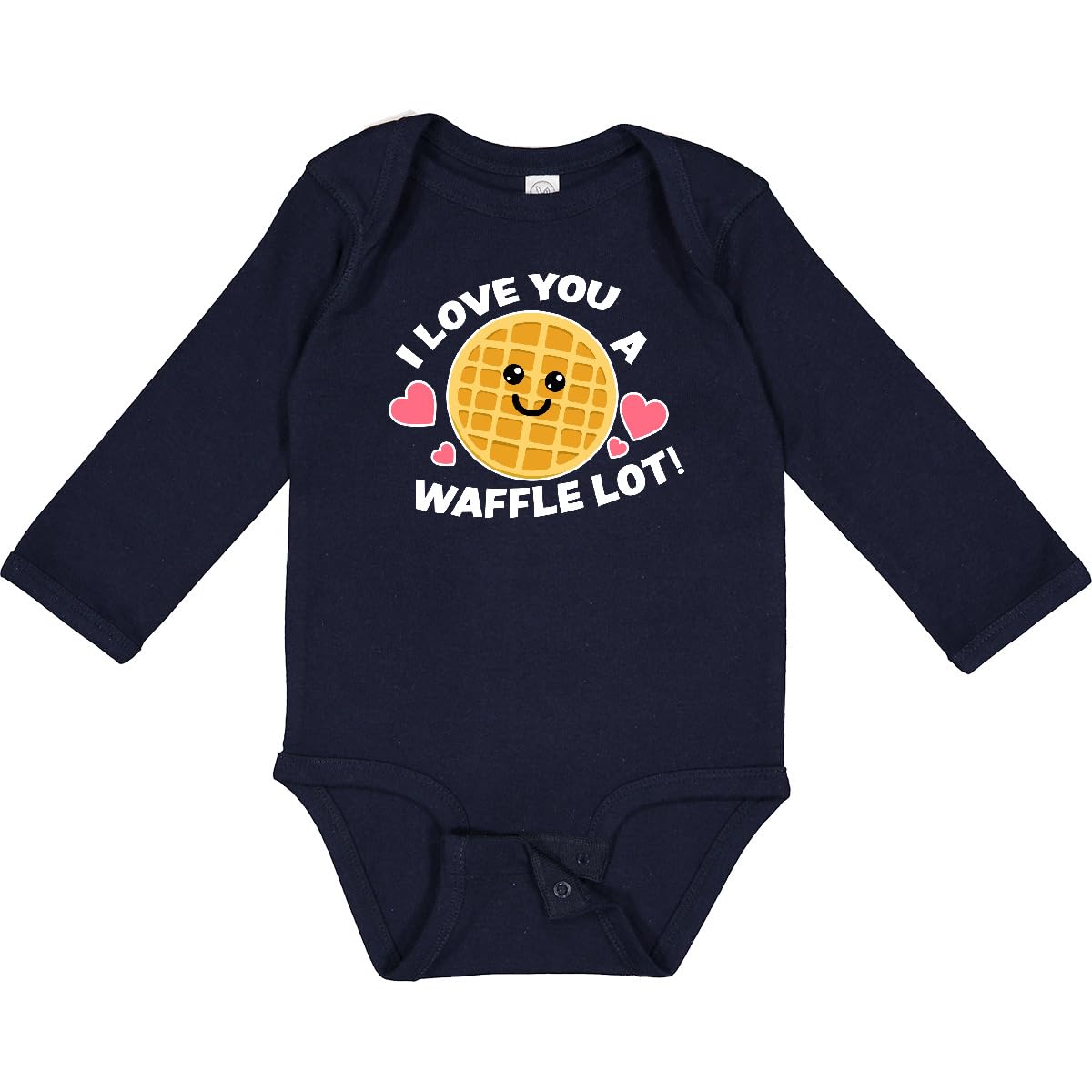 Inktastic 'I Love You a Waffle Lot' Cute Happy Waffle Print Long Sleeve Baby Bodysuit - Perfect for Family Photos, Valentine's Day & Breakfast-Themed Outfits