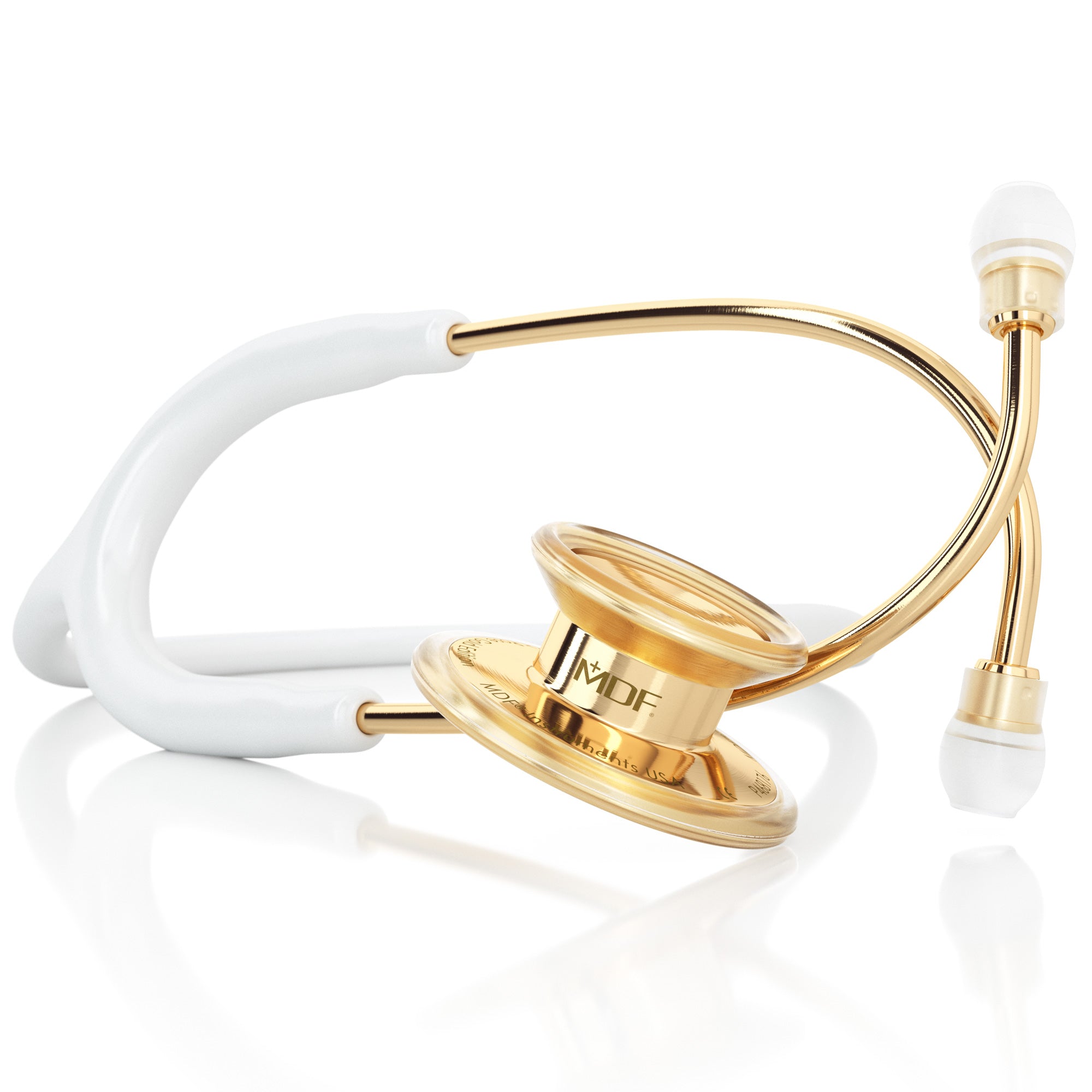 MD One® Adult Stethoscope - White & Gold Finish - Premium Dual Head Stethoscope for Doctors, Nurses & Medical Professionals - Ideal for Clinical Use, Patient Examinations & Healthcare Settings