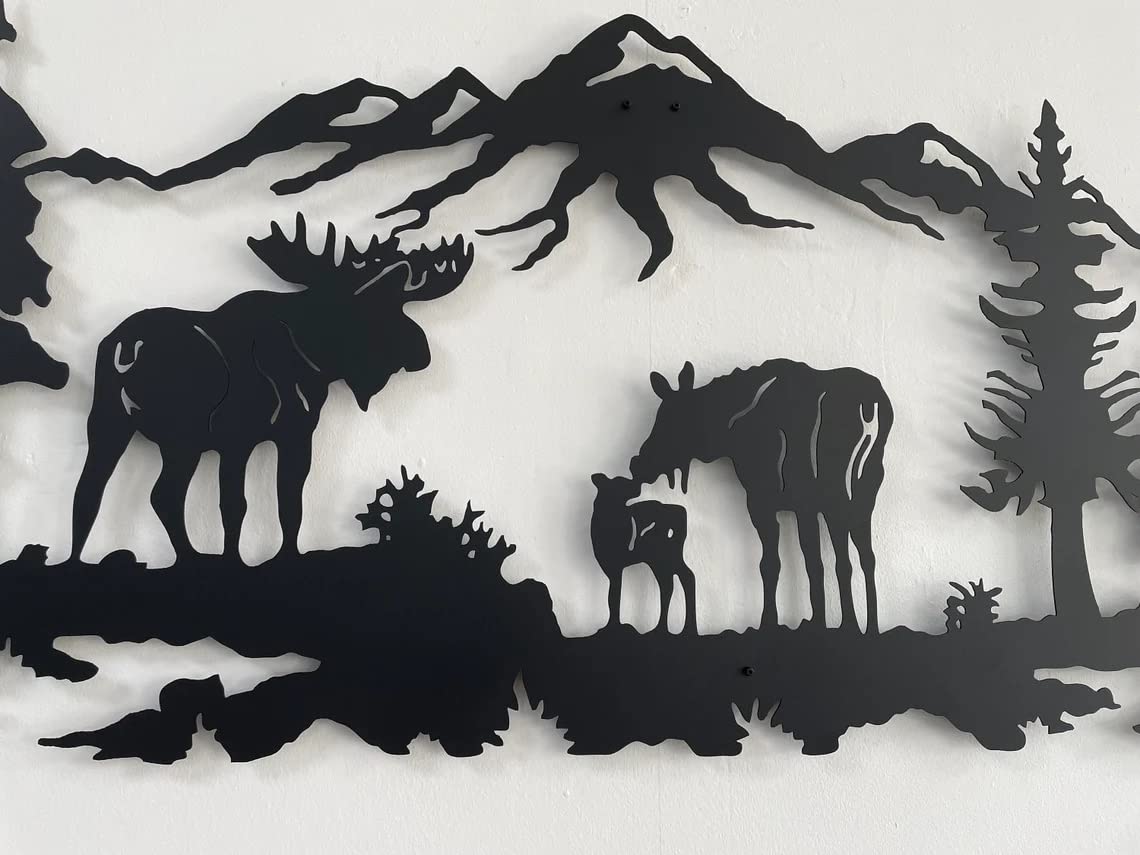 DEKADRON Metal Moose Wall Art - Nature Inspired Metal Tree Décor for Home & Office - 40