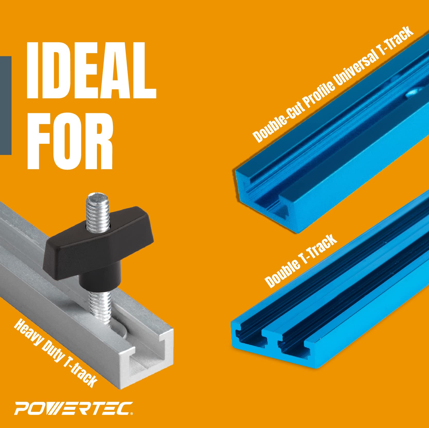 POWERTEC 128pc T Track Kit with Star Knobs - Woodworking Jigs & Fixtures Accessories